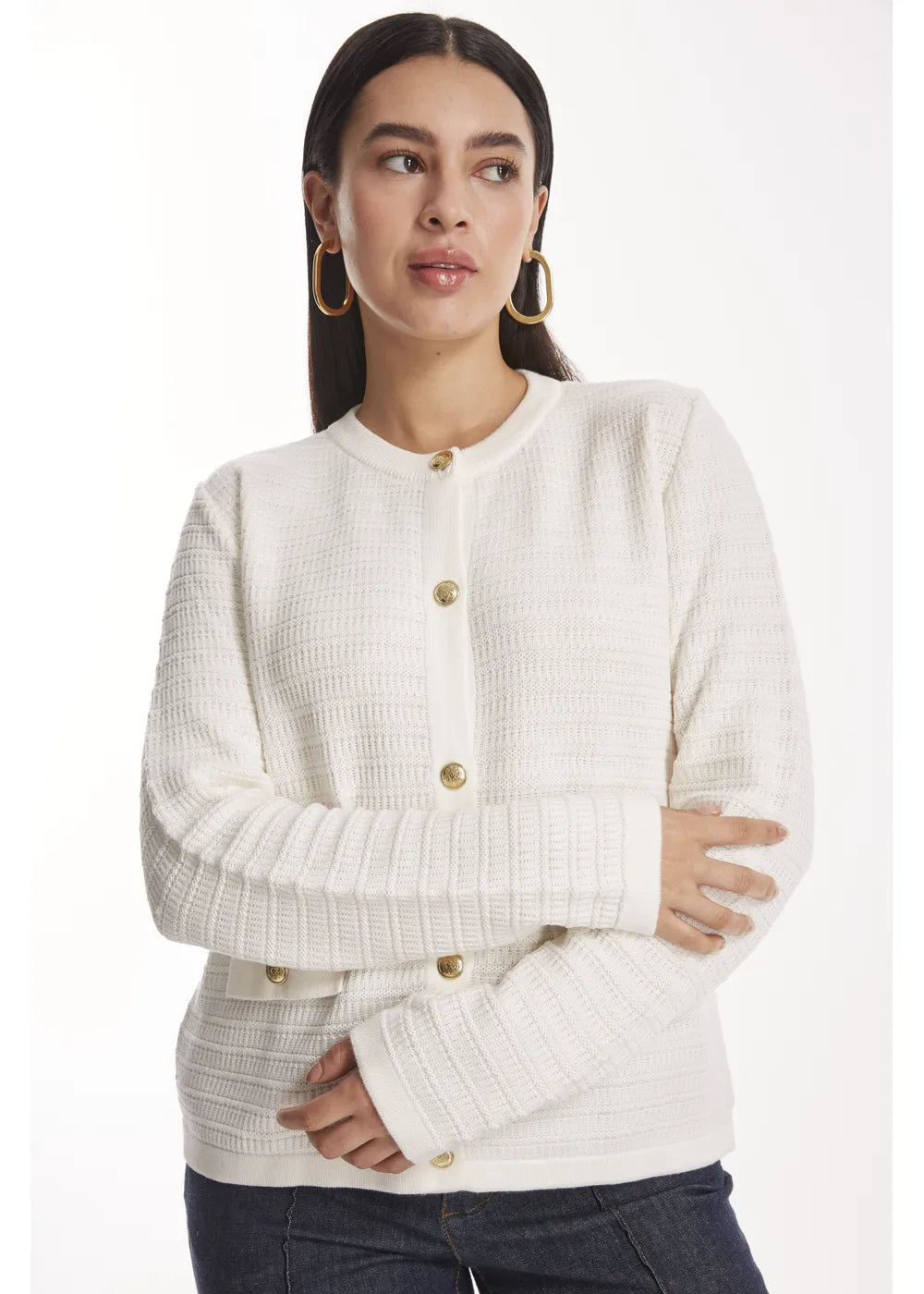 CARDIGAN MERLE en BLANCO - Vista frontal | ZEPHIR