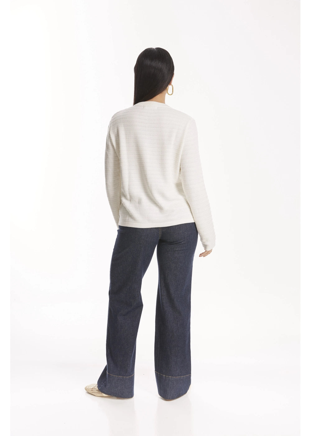 CARDIGAN MERLE en BLANCO - Vista lateral | ZEPHIR