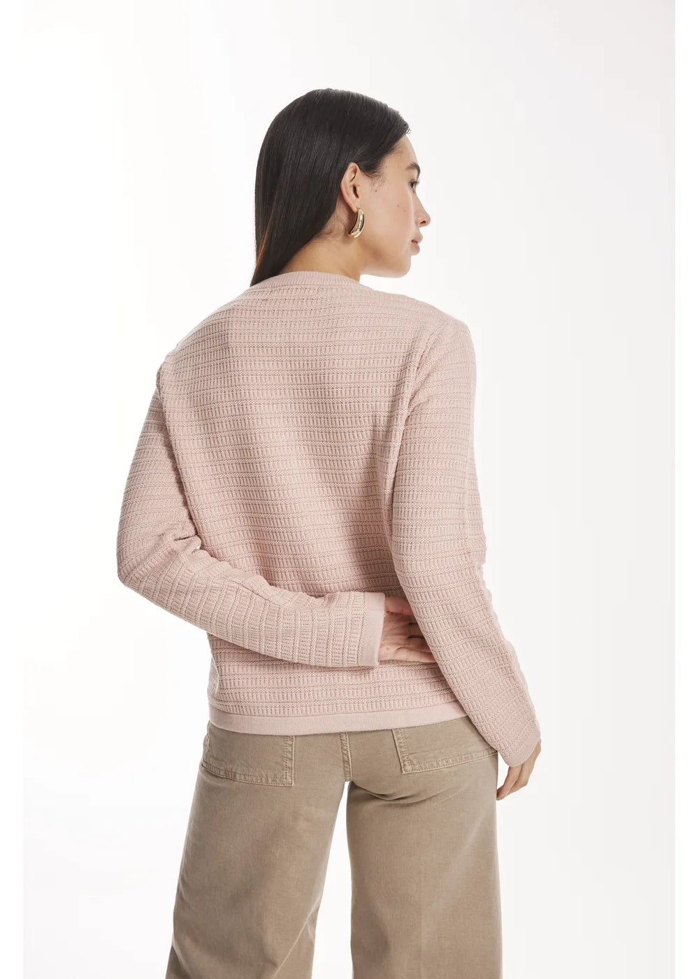 CARDIGAN MERLE en PINK BLUSH - Vista lateral | ZEPHIR