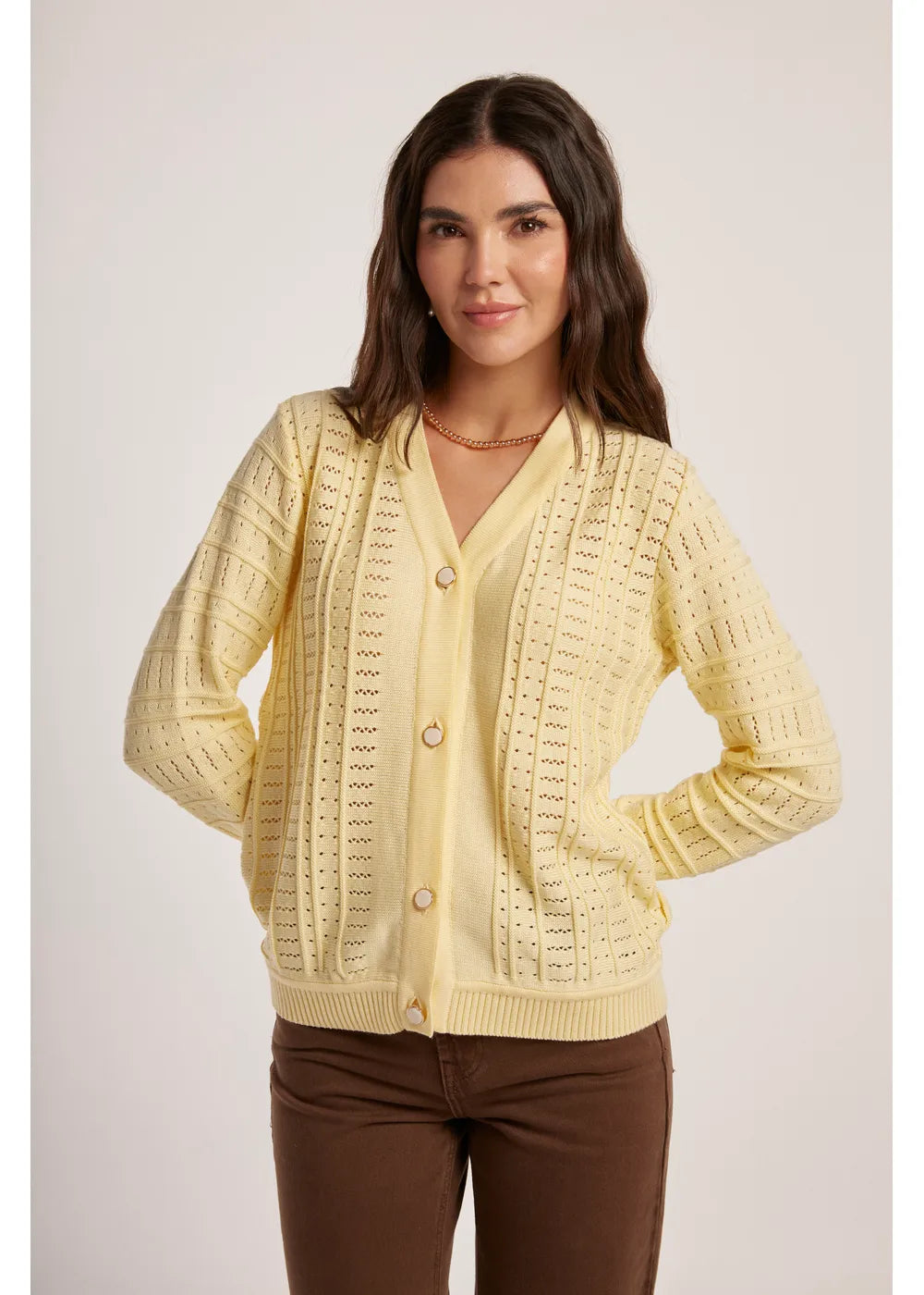 CARDIGAN MONIQUE en BANANA - Vista lateral | ZEPHIR