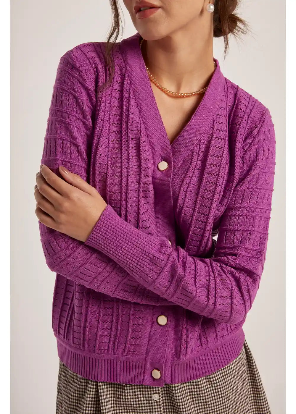 CARDIGAN MONIQUE en ORQUIDEA - Vista de espalda | ZEPHIR