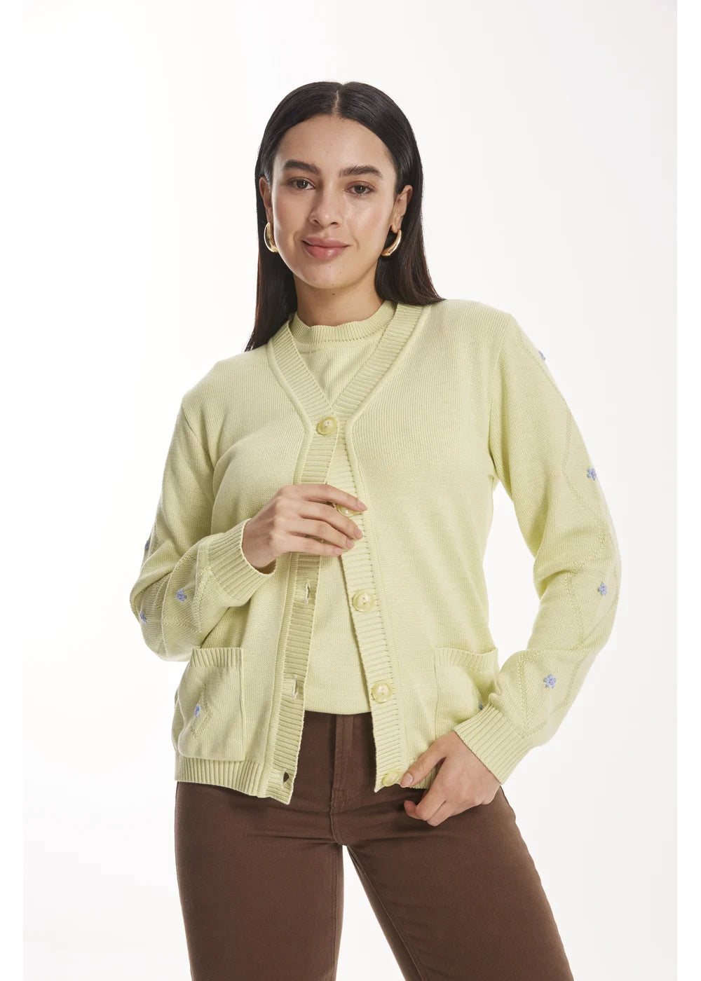 CARDIGAN NADIA en VERDE LIMA - Vista de espalda | ZEPHIR