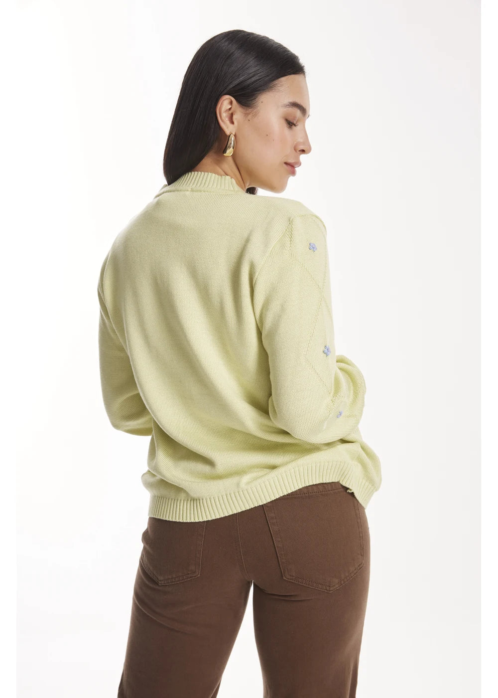CARDIGAN NADIA en VERDE LIMA - Vista lateral | ZEPHIR
