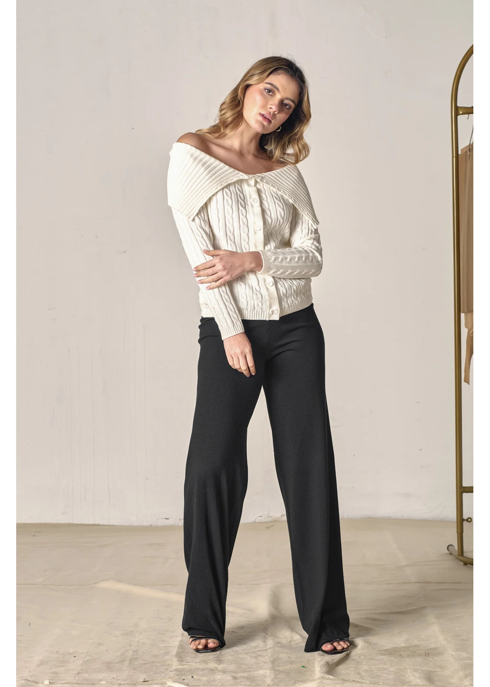 CARDIGAN ROSE en BLANCO - Vista lateral | ZEPHIR