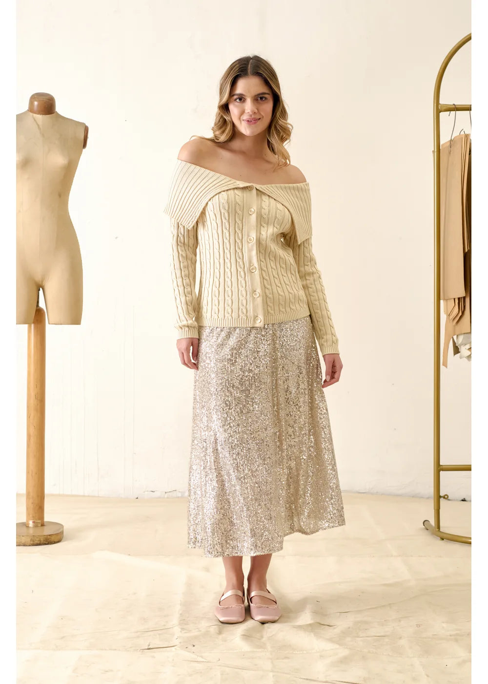 CARDIGAN ROSE en SHELL - Vista de espalda | ZEPHIR