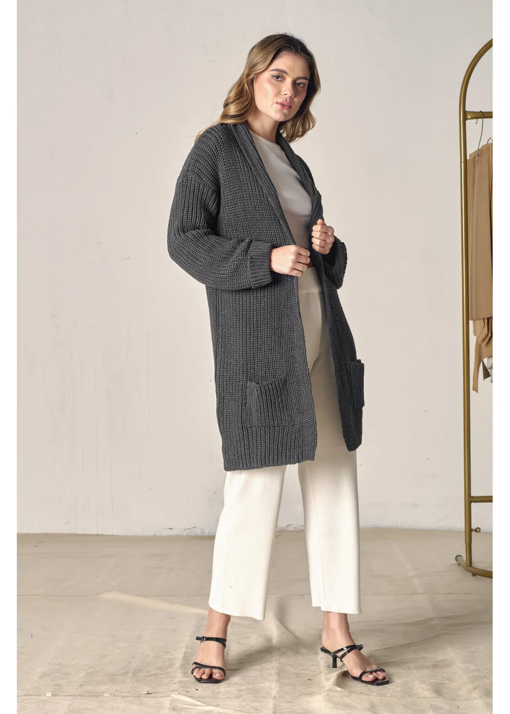 CARDIGAN STELLE en ACERO - Vista de espalda | ZEPHIR