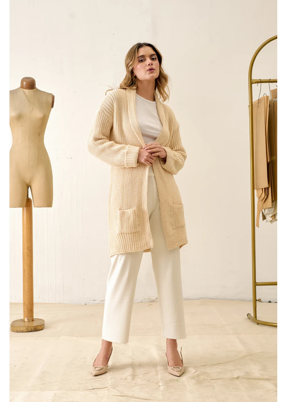 CARDIGAN STELLE en CREMA - Vista lateral | ZEPHIR
