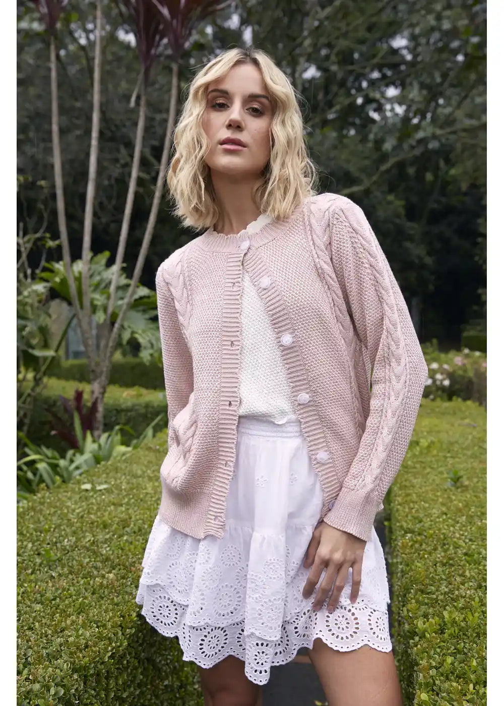 CARDIGAN TABATHA en PINK BLUSH - Vista de espalda | ZEPHIR