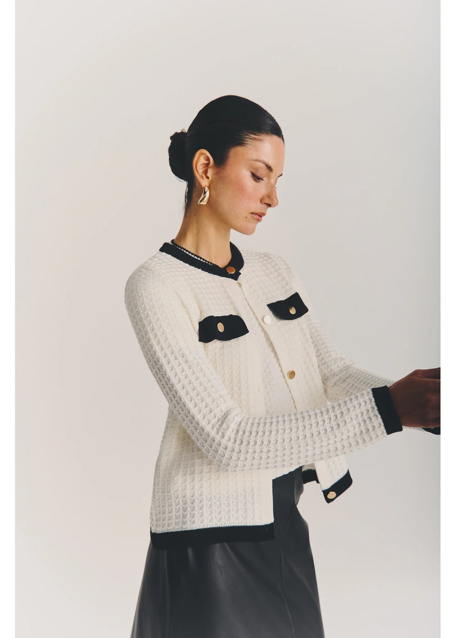 CARDIGAN VIOLETA BLANCO