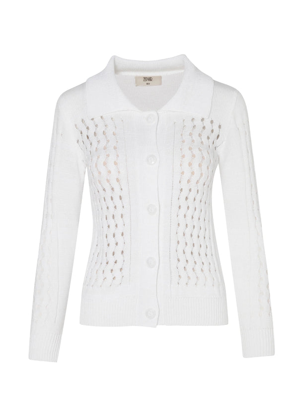 CARDIGAN WAVES en BLANCO - Vista frontal | ZEPHIR