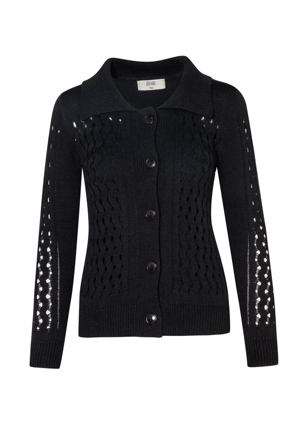CARDIGAN WAVES en NEGRO - Vista frontal | ZEPHIR