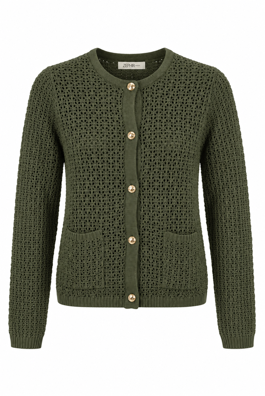 Cardigan Krista tejido en color verde militar para mujer - Zephir