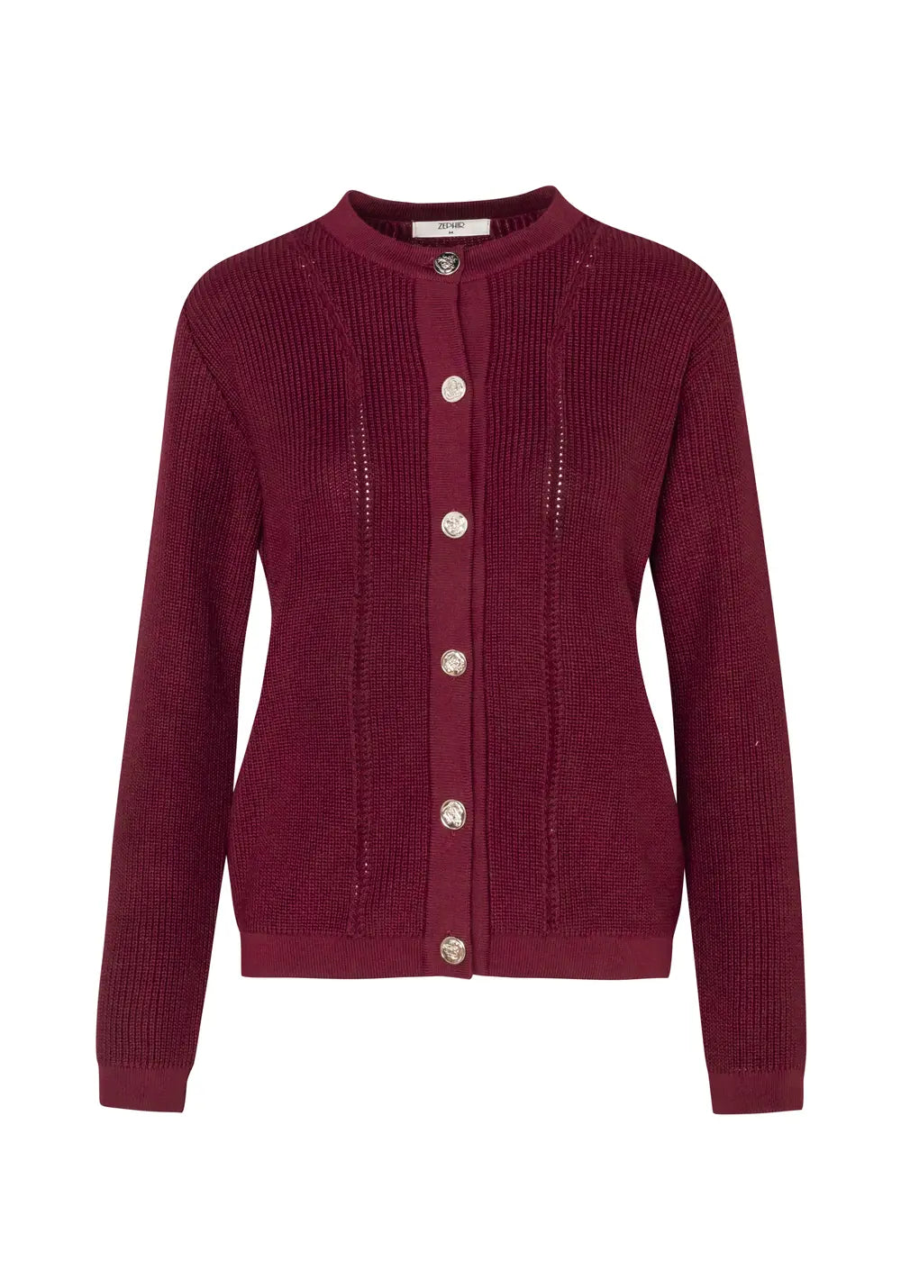 CARDIGAN NINA en VINO - Vista frontal | ZEPHIR