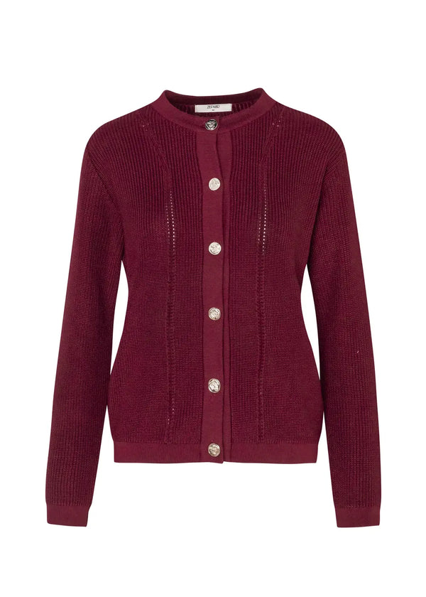 CARDIGAN NINA en VINO - Vista frontal | ZEPHIR