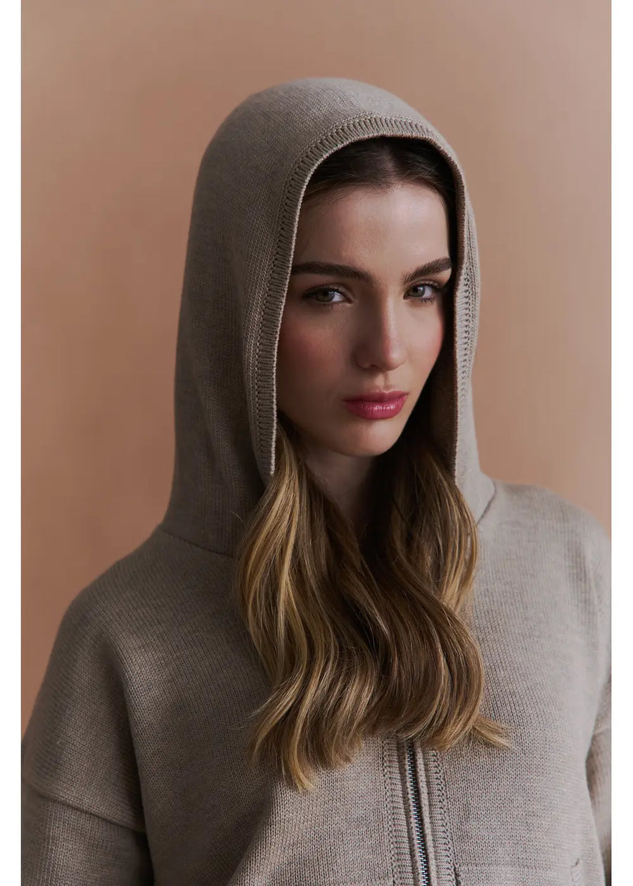 Chaqueta Salina tejida en color habano para mujer - Zephir