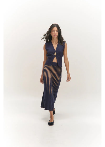 Falda Uma tejida en color azul oscuro para mujer - Zephir
