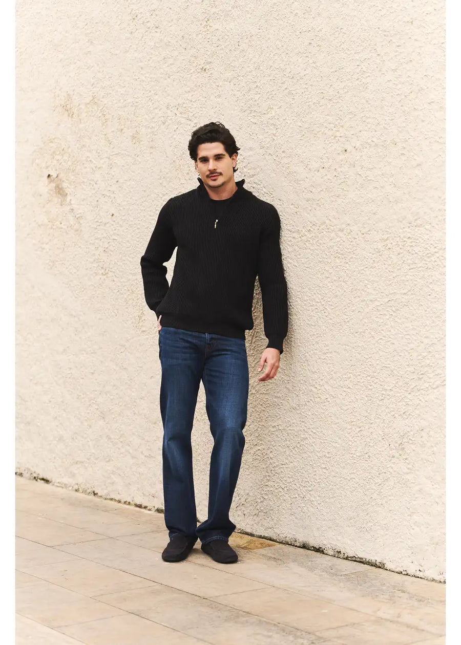 HALF ZIP BOSTON NEGRO