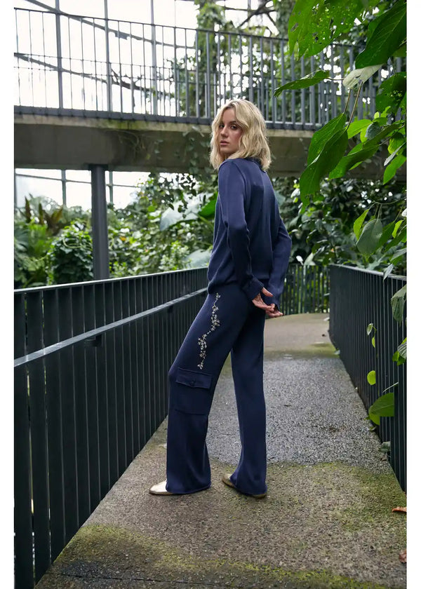 PANTALON ALBA en AZUL OSCURO - Vista frontal | ZEPHIR