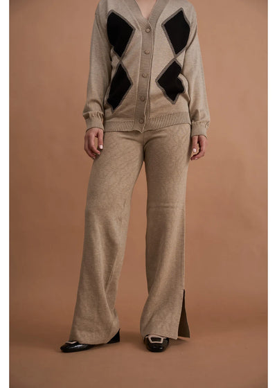 Pantalón Meira tejido en color habano para mujer - Zephir