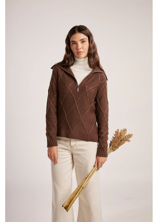SWEATER ALICE en CACAO - Vista frontal | ZEPHIR