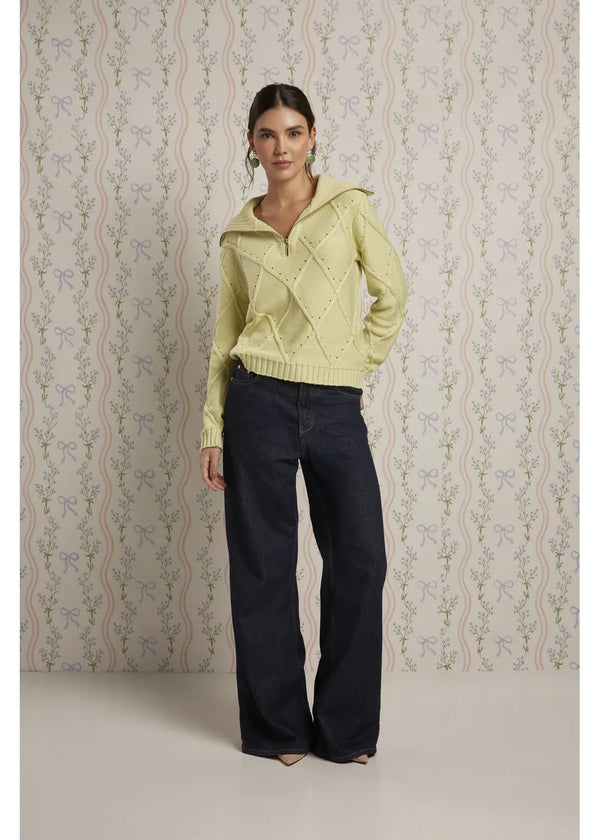 SWEATER ALICE en VERDE LIMA - Vista frontal | ZEPHIR