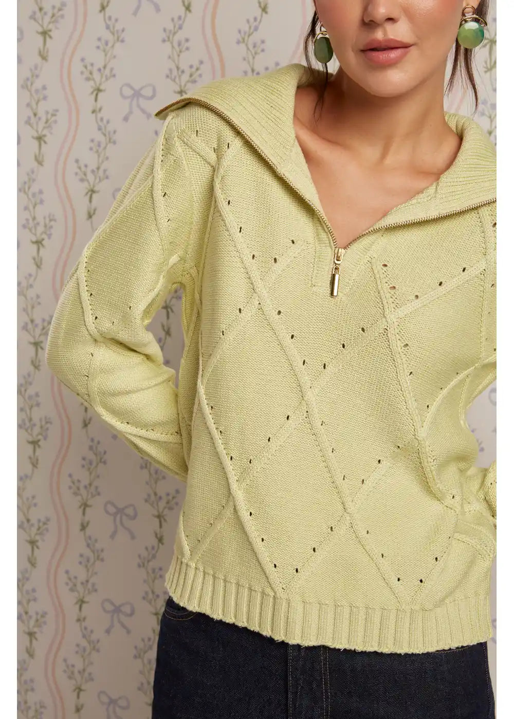 SWEATER ALICE en VERDE LIMA - Vista lateral | ZEPHIR
