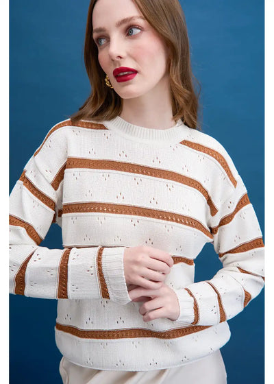 Sweater Anya tejido en color blanco para mujer - Zephir