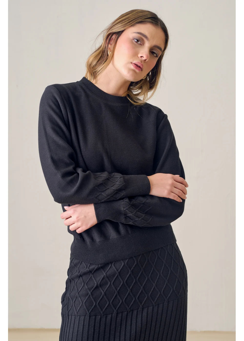SWEATER BELLE en NEGRO - Vista lateral | ZEPHIR
