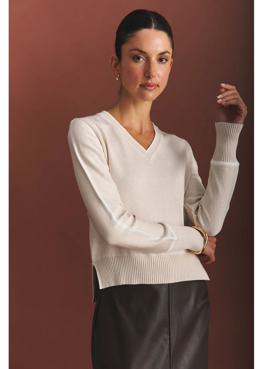 SWEATER EN V PEARL SHELL