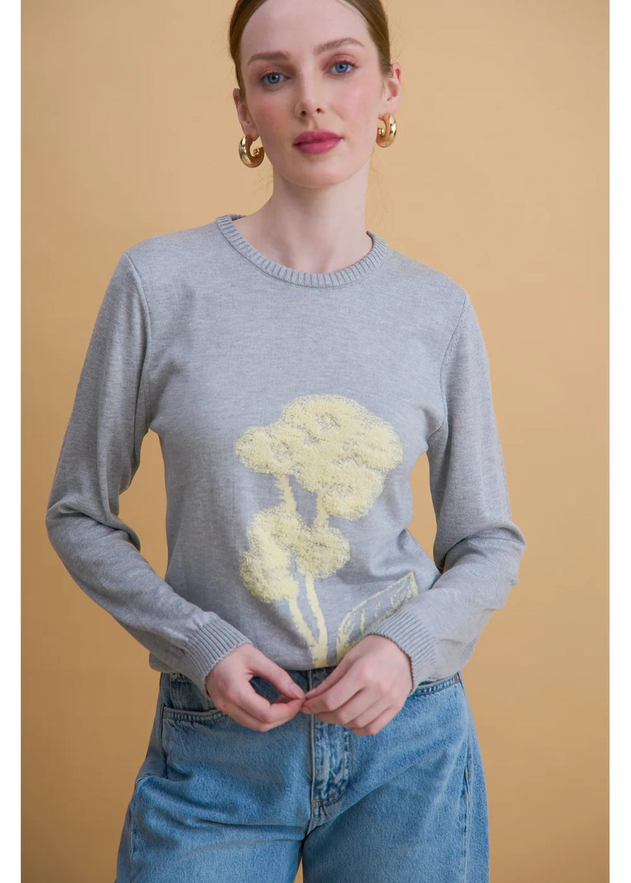 SWEATER FLEUR GRIS