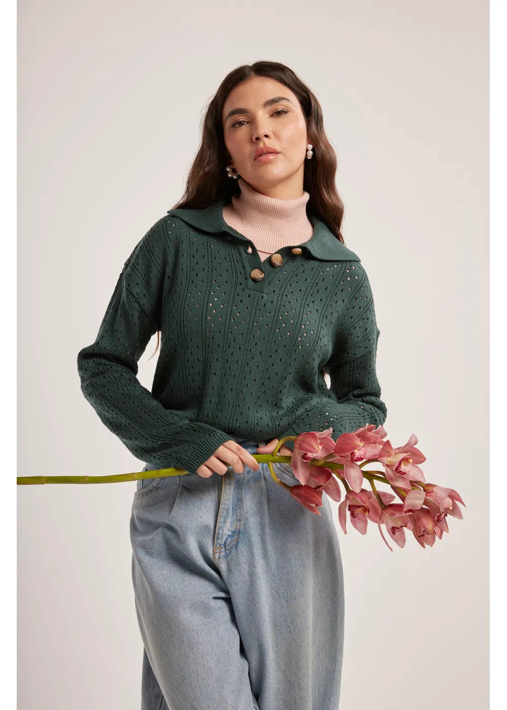 SWEATER IRIS en JADE - Vista frontal | ZEPHIR