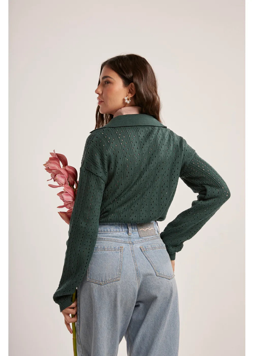 SWEATER IRIS en JADE - Vista de espalda | ZEPHIR