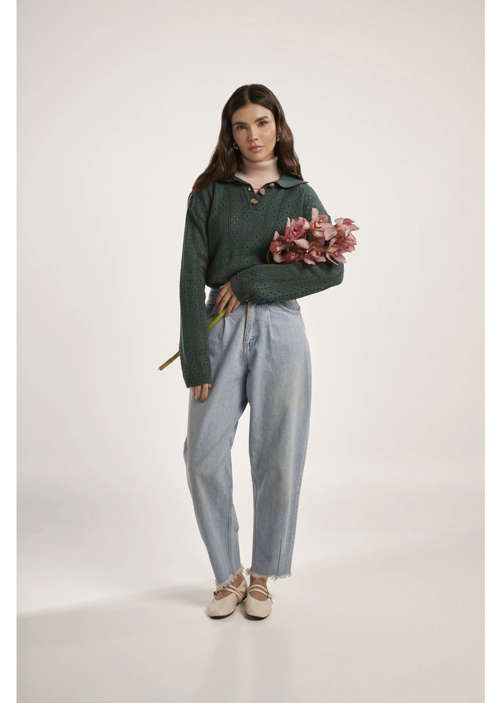 SWEATER IRIS en JADE - Vista lateral | ZEPHIR