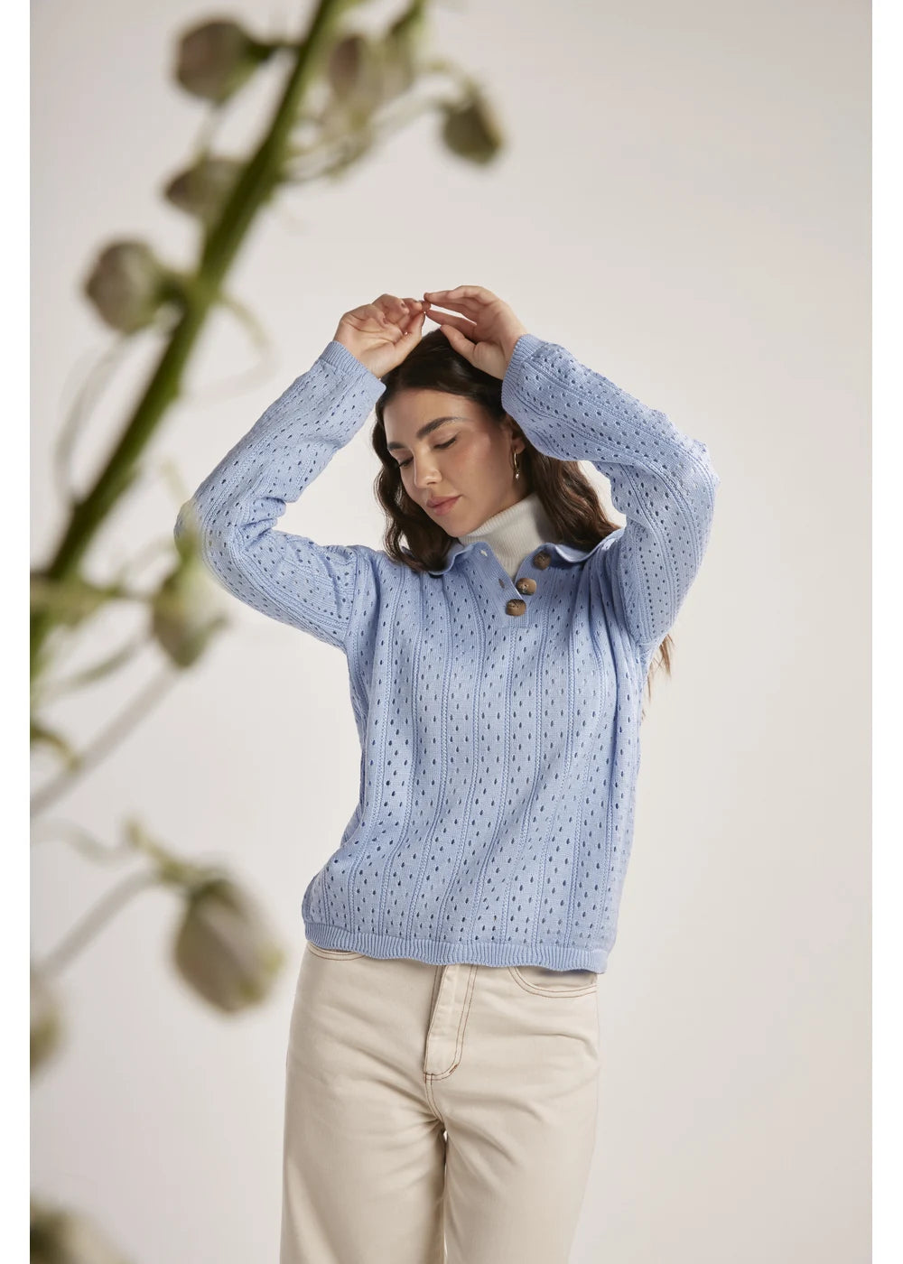 SWEATER IRIS en THALASSA BLUE - Vista frontal | ZEPHIR