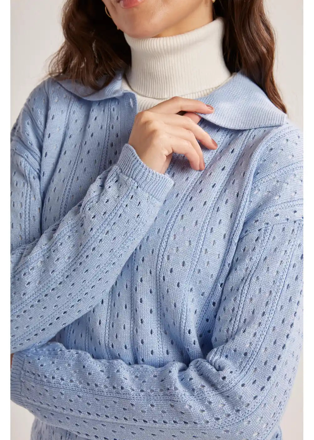 SWEATER IRIS en THALASSA BLUE - Vista de espalda | ZEPHIR