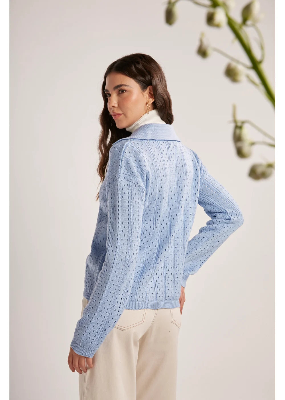 SWEATER IRIS en THALASSA BLUE - Vista lateral | ZEPHIR