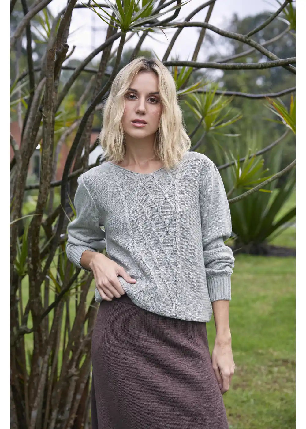 SWEATER MEHER en VERDE HOJA - Vista frontal | ZEPHIR