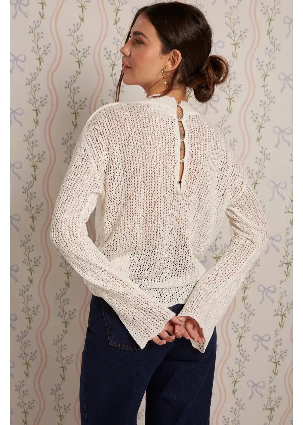 SWEATER NESSA en BLANCO - Vista lateral | ZEPHIR