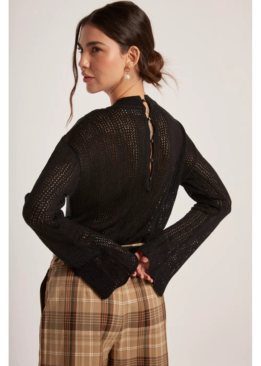 SWEATER NESSA en NEGRO - Vista de espalda | ZEPHIR