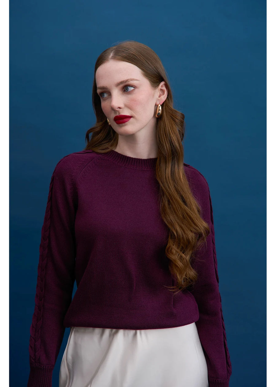 Sweater Reese tejido en color berenjena para mujer - Zephir