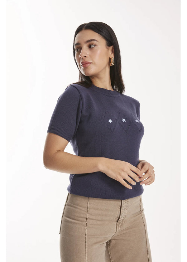 TOP NADIA en AZUL OSCURO - Vista frontal | ZEPHIR