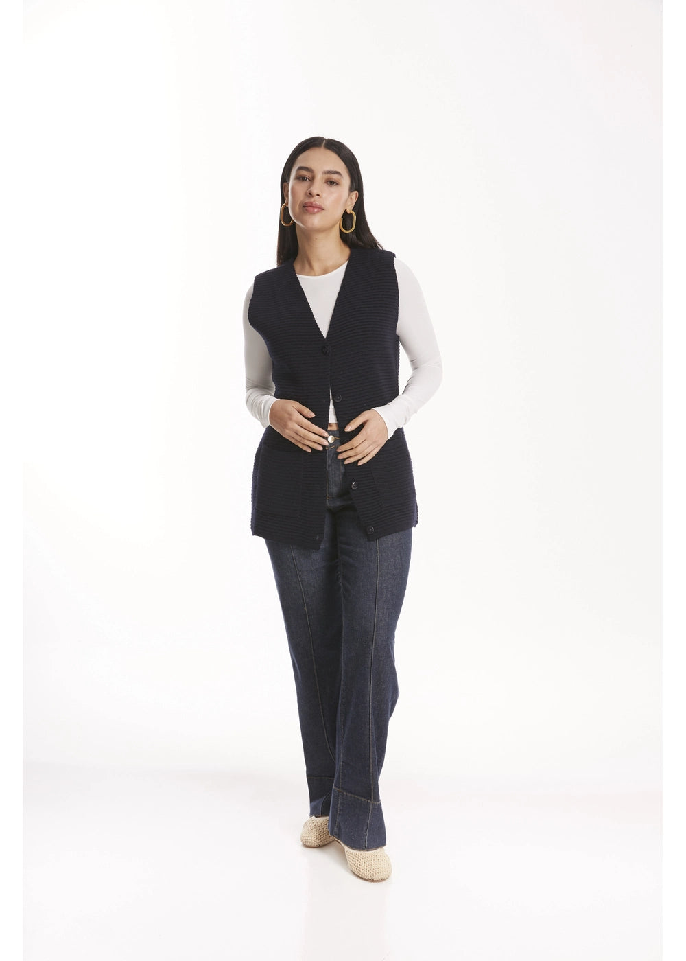 VEST TAYLA en AZUL OSCURO - Vista de espalda | ZEPHIR