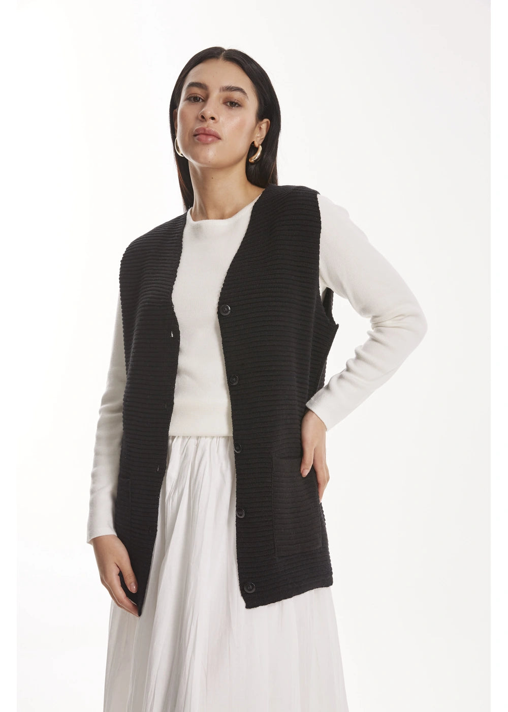 VEST TAYLA en NEGRO - Vista lateral | ZEPHIR