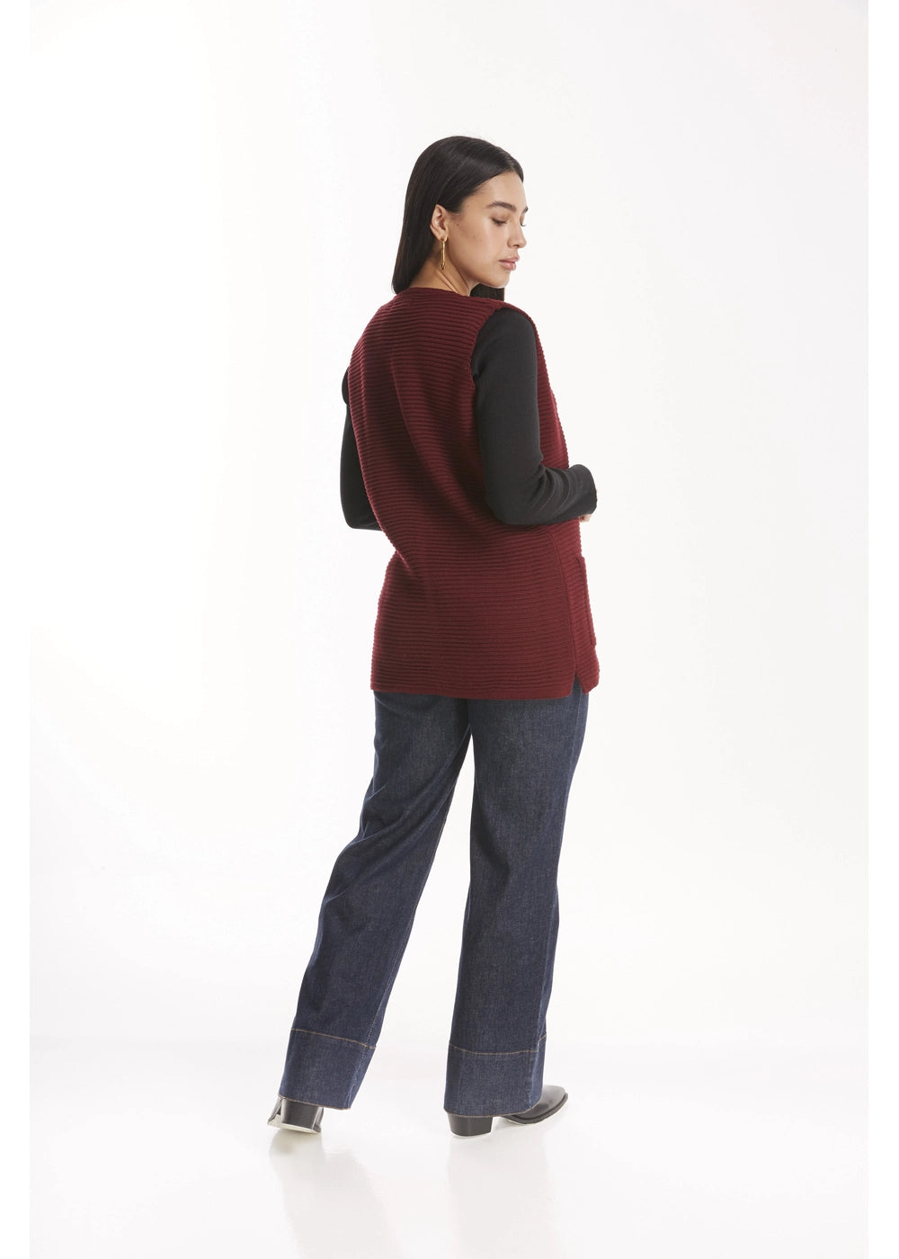 VEST TAYLA en VINO - Vista lateral | ZEPHIR