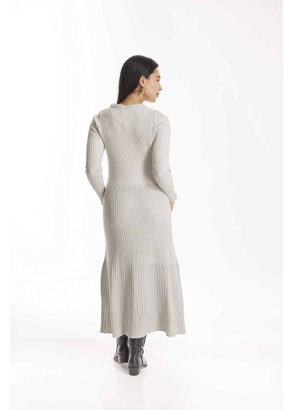 VESTIDO AURORA en GRIS CLARO - Vista de espalda | ZEPHIR