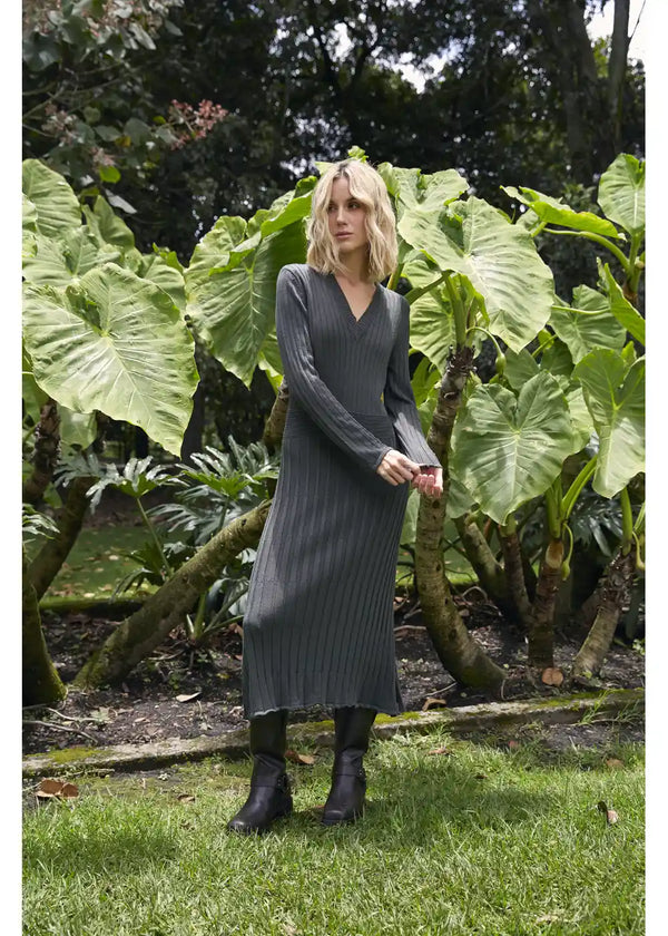 VESTIDO ELICE en VERDE MILITAR - Vista frontal | ZEPHIR