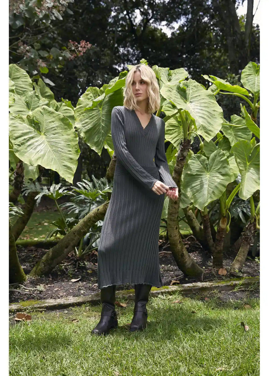 Vestido Elice tejido en color verde militar para mujer - Zephir